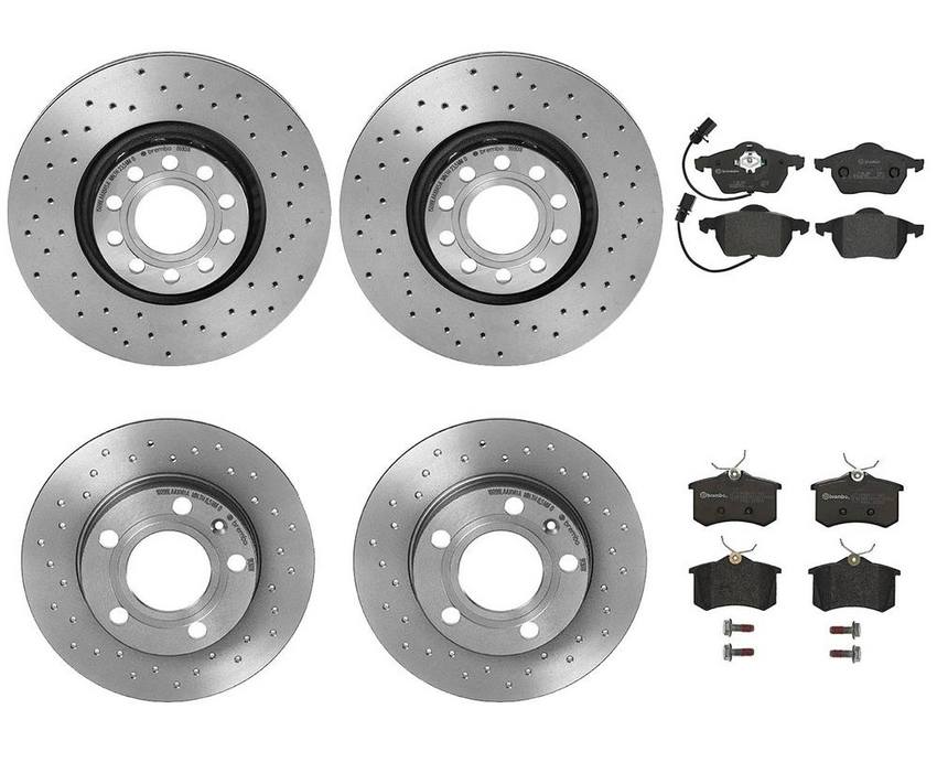 Audi Brake Kit - Pads and Rotors Front and Rear (312mm/245mm) (Low-Met) (Xtra) 8E0698451L - Brembo 4014883KIT